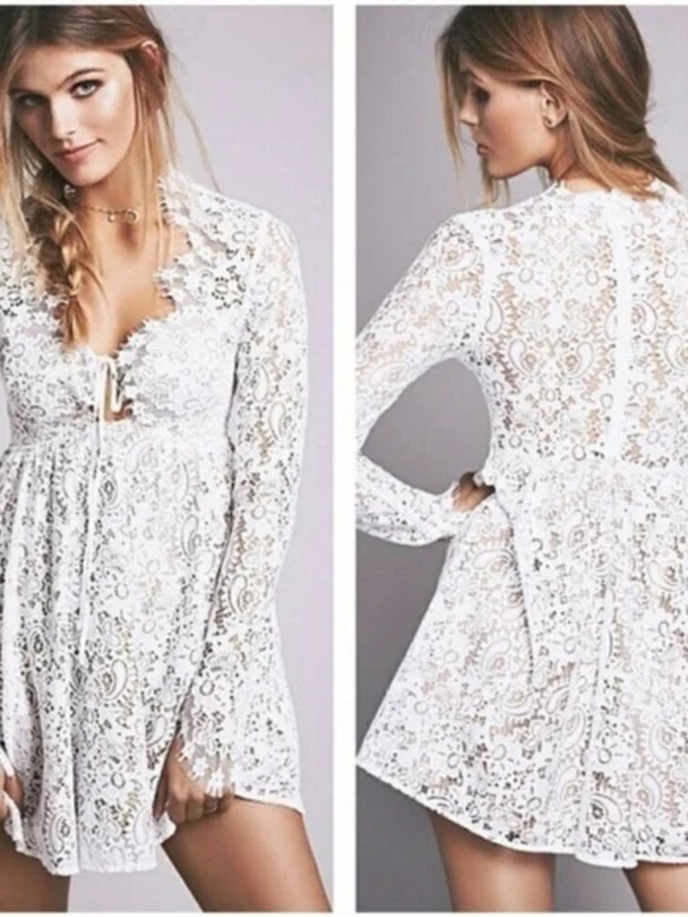 For Love & Lemons White Lace Mini Dress